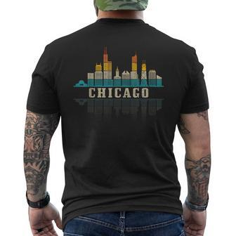 Chicago Skyline Illinois Vintage Pride Retro Men's T-shirt Back Print - Monsterry AU
