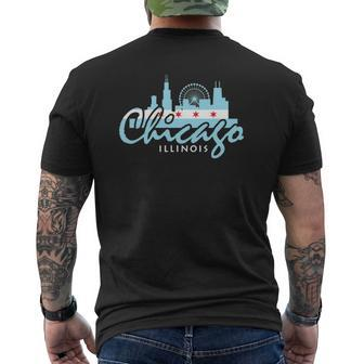 Chicago Skyline Silhouette Il Illinois City Flag Mens Back Print T-shirt - Thegiftio UK