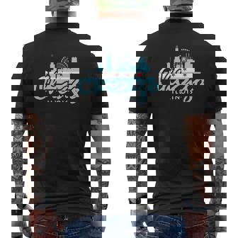 Chicago Skyline Silhouette Il Illinois City Flag Mens Back Print T-shirt - Thegiftio