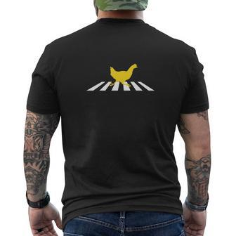 Chicken Crosses Road Crosswalk Silhouette Graphic Mens Back Print T-shirt - Thegiftio UK