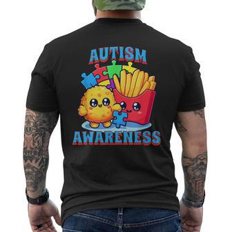 Chicken Nugget And French Fries Autism Awareness Men's T-shirt Back Print - Seseable
