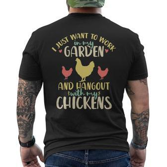 Chickens Garden Gardening Chicken Lover Hen Men's T-shirt Back Print | Mazezy