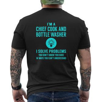 Chief Cook And Bottle Washer I Solve Problem Job Title Shirts Mens Back Print T-shirt - Thegiftio UK