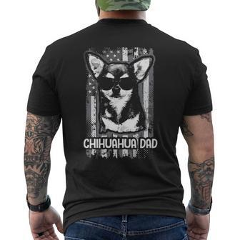 Chihuahua Dad Us Flag Dog Father Puppy Dogs Lover Men's T-shirt Back Print | Mazezy