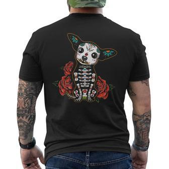 Chihuahua Dia De Los Muertos Day Of The Dead Dog Sugar Skull Men's T-shirt Back Print | Mazezy
