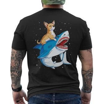 Chihuahua Riding Shark Jawsome Dog Lover Space Galaxy Men's T-shirt Back Print | Mazezy
