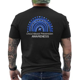 Child Abuse Prevention Awareness Blue Boho Rainbow Pinwheel Mens Back Print T-shirt - Seseable