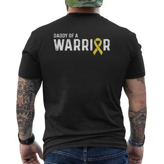Childhood Cancer Awareness Products Ribbon Warrior Dad Mens Back Print T-shirt | Mazezy