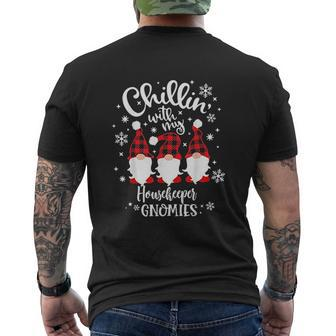 Chilling With My Gnomies Flannel Housekeeper Mens Back Print T-shirt - Thegiftio UK