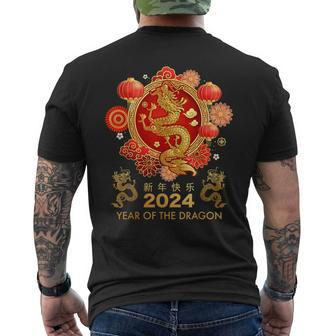 Chinese New Year 2024 Year Of The Dragon Happy New Year 2024 Men's T-shirt Back Print | Mazezy