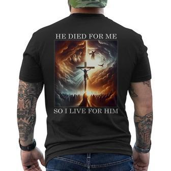 Christian Bible Verse Jesus Died For Me Good Friday Men's T-shirt Back Print | Mazezy