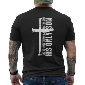 Christian Cross Bible Verse Scripture Faith Men's T-shirt Back Print - Monsterry CA