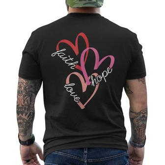 Christian Faith Hope Love Hearts Religious Valentine's Day Men's T-shirt Back Print - Thegiftio