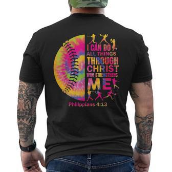 Christian Softball I Can Do All Things Religious Girls Women Men's T-shirt Back Print - Monsterry
