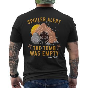 Christian Spoiler Alert Tomb Was Empty Easter Men's T-shirt Back Print - Monsterry