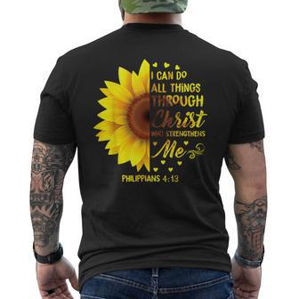 Christian I Can Do All Things Through Christ Bible Sunflower Men's T-shirt Back Print - Monsterry CA