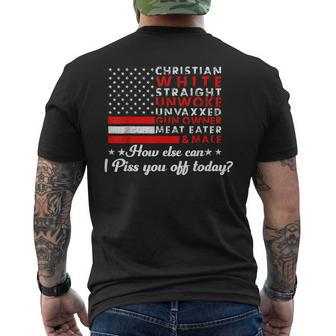 Christian White Straight Unwoke Unvaxxed Gun Owner Men's T-shirt Back Print | Mazezy CA
