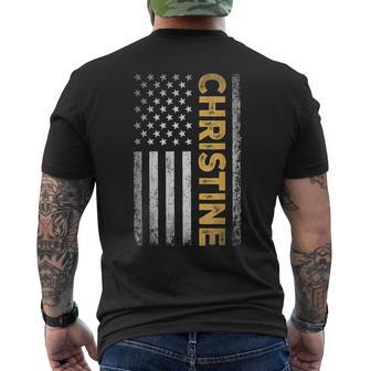 Christine First Name Christine Name American Flag Men's T-shirt Back Print - Monsterry