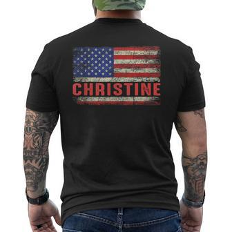Christine Name American Flag Christine First Name Men's T-shirt Back Print - Monsterry