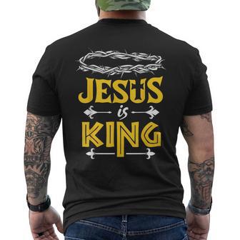 Christliches Kurzärmliges Herren-T-Kurzärmliges Herren-T-Shirt Jesus is King mit Dornenkrone Design, Glaubensbekenntnis Tee - Seseable