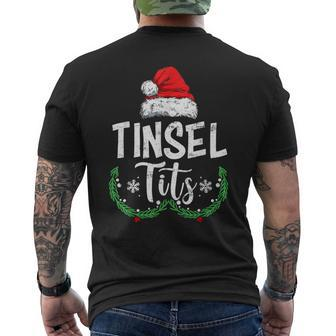 Christmas Couple Pajamas Matching Tinsel Tits Jingle Balls Mens Back Print T-shirt - Thegiftio UK