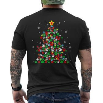 Christmas Cute Cat Paws Xmas Tree Cat Meowy Owner Mens Back Print T-shirt - Seseable