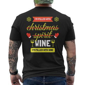 Christmas Filled With Wine Alcohol Drunk Mens Back Print T-shirt - Thegiftio UK