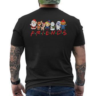 Christmas Friends Santa Rudolph Snowman Family Xmas Kids V2 Mens Back Print T-shirt - Thegiftio UK