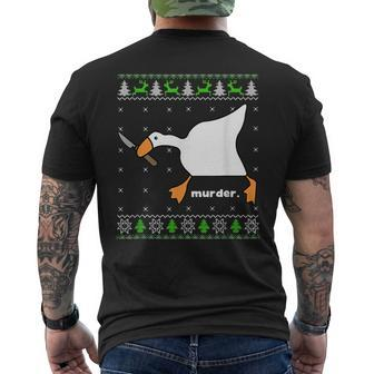 Christmas Goose Murder Ugly Sweater Mens Back Print T-shirt - Seseable