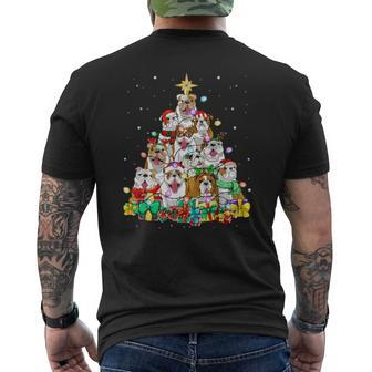Christmas Pajama English Bulldog Tree Dog Xmas Dog Dad Mens Back Print T-shirt | Mazezy