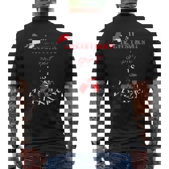 My Christmas Spirit Is Whiskey Celebration Christmas Santa Mens Back Print T-shirt - Thegiftio