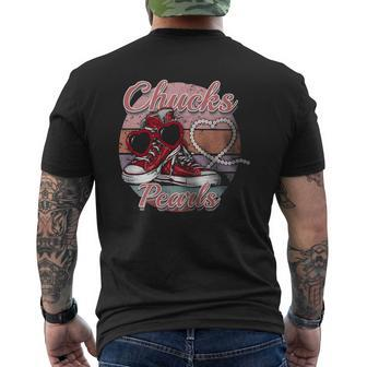 Chucks And Pearls Vintage Mens Back Print T-shirt - Seseable