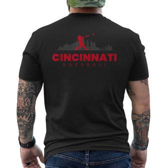 Cincinnati Baseball Minimalist City Skyline Baseball Lover Men's T-shirt Back Print - Monsterry AU
