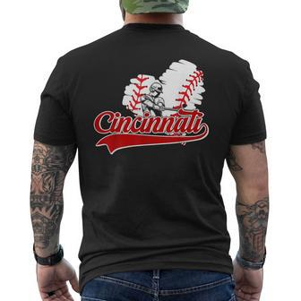 Cincinnati Cities Baseball Heart Baseball Fans Women Men's T-shirt Back Print - Monsterry UK