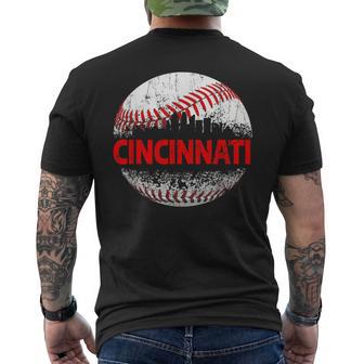 Cincinnati Souvenir Baseball City Downtown I Love Cincinnati Men's T-shirt Back Print - Monsterry UK