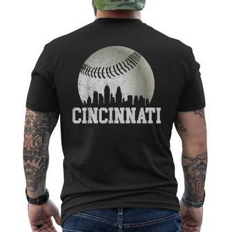 Cincinnati Vintage Baseball Distressed Gameday Retro Men's T-shirt Back Print | Mazezy DE