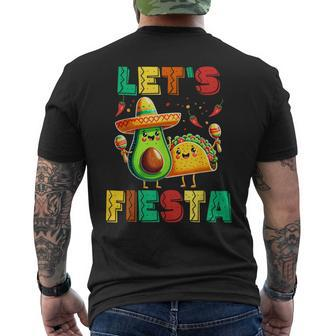 Cinco De Mayo Let's Fiesta Avocado And Tacos Cinco De Mayo Men's T-shirt Back Print - Monsterry