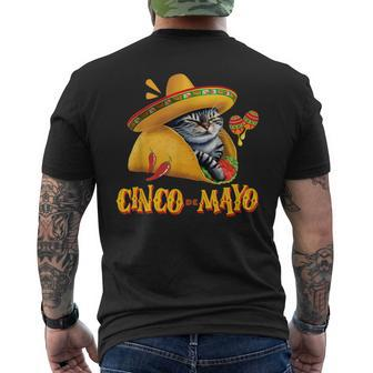 Cinco De Mayo Mexican Fiesta 5 De Mayo Taco Cat Men's T-shirt Back Print - Seseable