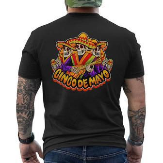 Cinco De Mayo Skeleton Guitar Music Lover Men's T-shirt Back Print - Monsterry