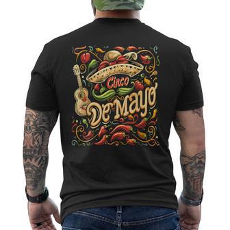 Cinco De Mayo Vintage Mexican Chilli Peppers Style Men's T-shirt Back Print - Monsterry UK