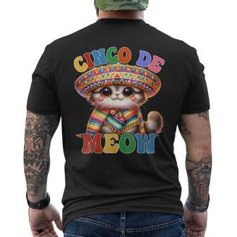 Cinco De Meow Cute Cat With Sombrero Cinco De Mayo Men's T-shirt Back Print | Mazezy