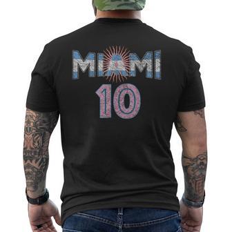 City Of Miami Argentina Blue Pink Sun 10 Flag Men's T-shirt Back Print - Seseable