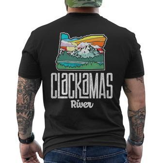 Clackamas River Vintage Oregon Nature & Outdoors Retro Men's T-shirt Back Print - Monsterry UK