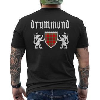 Clan Drummond Tartan Scottish Plaid Drummond Family Name Men's T-shirt Back Print - Seseable