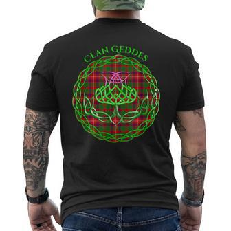 Clan Geddes Scottish Tartan Celtic Thistle Mens Back Print T-shirt - Seseable