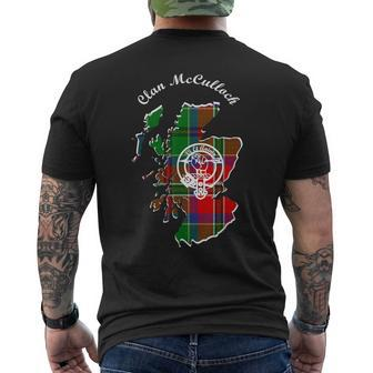 Clan Mcculloch Surname Last Name Scottish Tartan Map Crest Men's T-shirt Back Print - Seseable