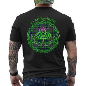 Clan Rankine Scottish Tartan Celtic Thistle Mens Back Print T-shirt - Seseable