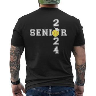 Class Of 2024 Senior Softball Player Graduation Men's T-shirt Back Print - Monsterry