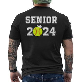 Class Of 2024 Softball Player Senior 2024 High School Grad Men's T-shirt Back Print - Seseable