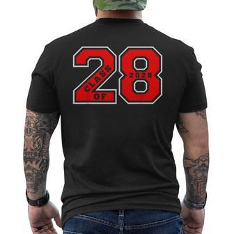 Class Of 2028 Red Letterman Style Class Of 28 Swag 1 Men's T-shirt Back Print - Monsterry DE